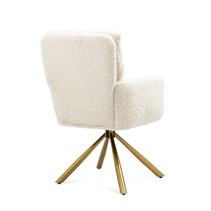 Off White Cashmere Contemporary High-Back Upholstered Swivel Accent Chair