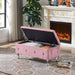 Storage Bench with Tufted Padded Seat Pink Velvet | lowrysfurniturestore