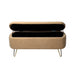 Camel Storage Ottoman Bench for End of Bed Gold Legs, Modern Camel Faux Fur Entryway Bench Upholstered Padded with Storage for Living Room Bedroom