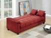 Contemporary Living Room Adjustable Sofa Red Color Microfiber Plush Storage Couch 1pc Futon Sofa w Pillows