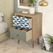 Wooden Nightstand with Two Drawer and Metal Feet Modern Style Bedside Table (Natural)