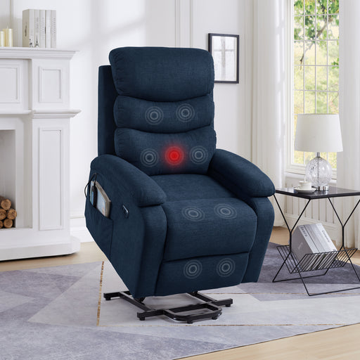 Lift Chair Blue with Message and Heat lowrysfurniturestore