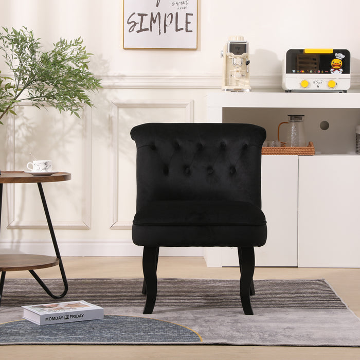 Modern Black Velvet Accent Chair Contemporary Upholstered Single Sofa for Home & Office Living Room Furniture