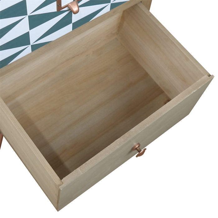 Wooden Nightstand with Two Drawer and Metal Feet Modern Style Bedside Table (Natural)