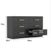 Black color Large 6 drawers chest of drawer dressers table with golden handle lowrysfurniturestore