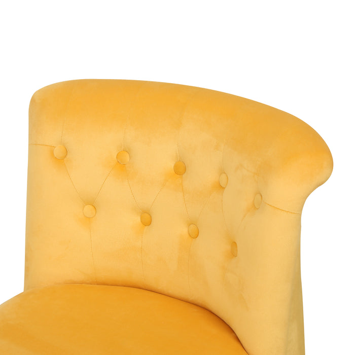 Yellow Velvet Accent Chair – Upholstered Single Sofa with Sturdy Wood Frame for Living Room, Home & Office Furniture