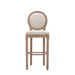 Hengming French Country Wooden Barstools With Upholstered Seating , Beige and Natural ，Set of 2