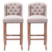 30 Inches Seat Height Bar Chairs Set of 2,Wing Back Farmhouse Nailhead Trim Upholstered Bar stools with Tufted Upholstered ,Cream