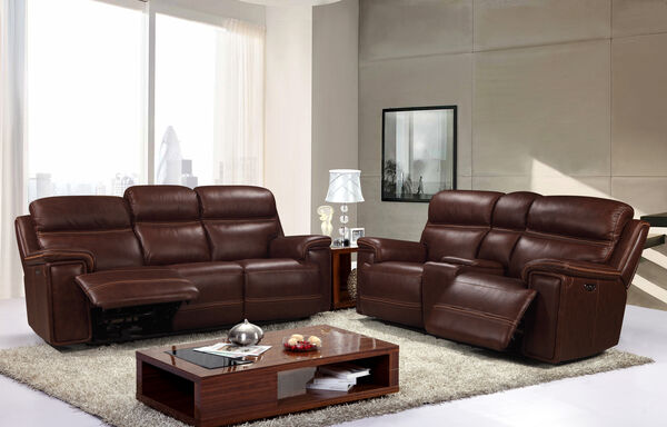 Fresno Brown Leather Power Recliner