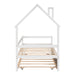 Twin Wooden Daybed with trundle, Twin House-Shaped Headboard bed with Guardrails,White