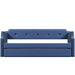 Twin Upholstered Daybed with Trundle Wood Slat Support Upholstered Frame Blue | lowrysfurniturestore