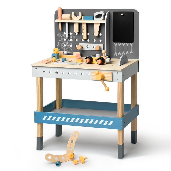 Modern Wooden Workbench with Blackboard for Kids, Tool Playset for Kids and Toddlers,Play Construction Sets for Kids