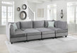 Zelmira Gray Velvet 8Pc Modular Sectional Sofa | lowrysfurniturestore