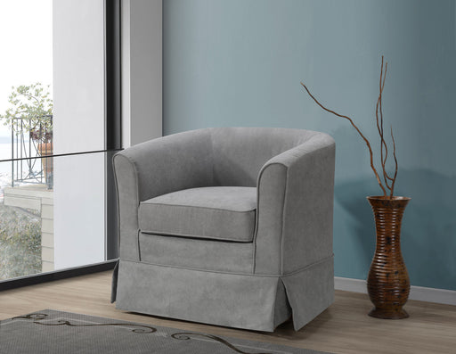 Tucker Steel Gray Woven Fabric Swivel Barrel Chair lowrysfurniturestore