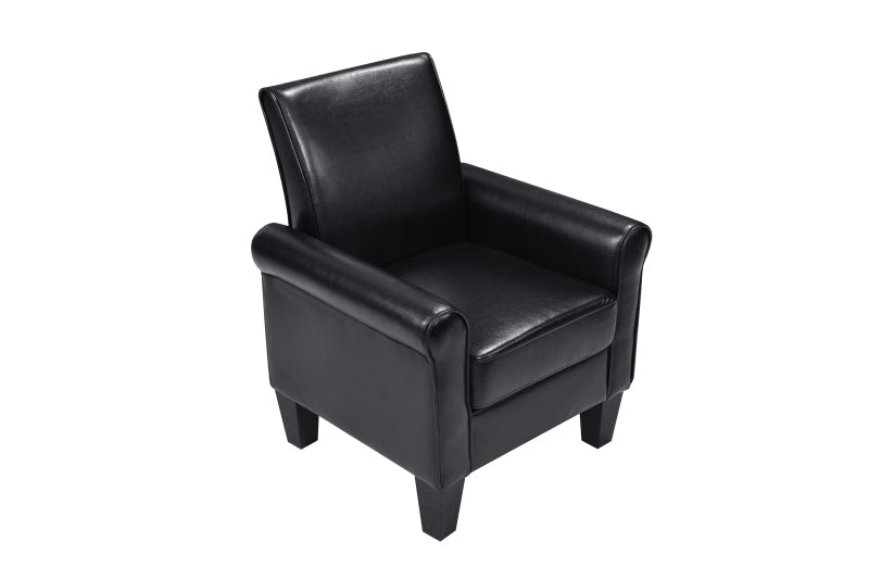 Accent Chairs, Comfy Sofa Chair, Armchair for Reading, Living Room, Bedroom, Office，Waiting Room, PU leather, Black