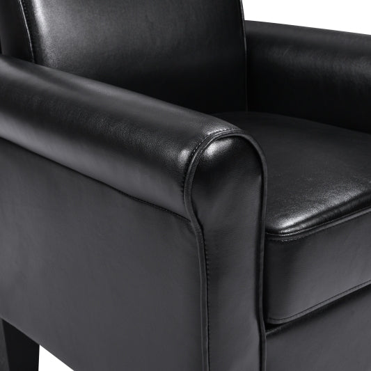 Accent Chairs, Comfy Sofa Chair, Armchair for Reading, Living Room, Bedroom, Office，Waiting Room, PU leather, Black
