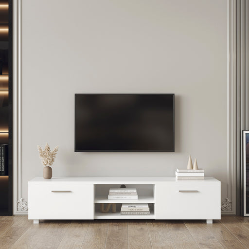 White TV Stand for 70 Inch TV Stands, Media Console Entertainment Center Television Table, 2 Storage Cabinet with Open Shelves for Living Room Bedroom lowrysfurniturestore
