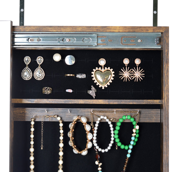Full Mirror Jewelry Storage Cabinet With with Slide Rail Can Be Hung On The Door Or Wall