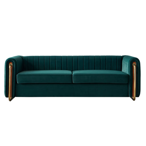 84.25'' Green Contemporary Velvet Sofa Couch for Living Room lowrysfurniturestore