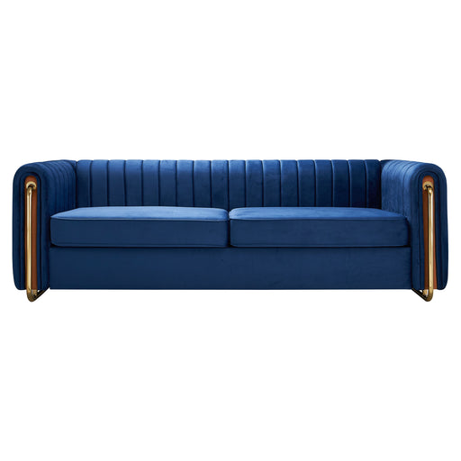 84.25'' Blue Contemporary Velvet Sofa Couch for Living Room lowrysfurniturestore