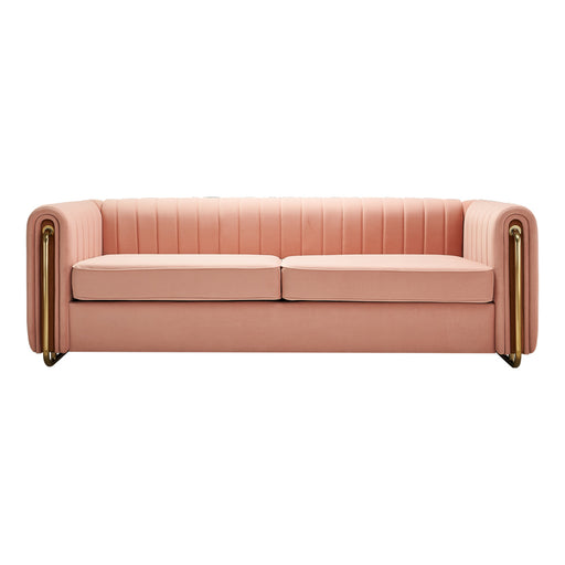 84.25'' Pink Contemporary Velvet Sofa Couch for Living Room lowrysfurniturestore