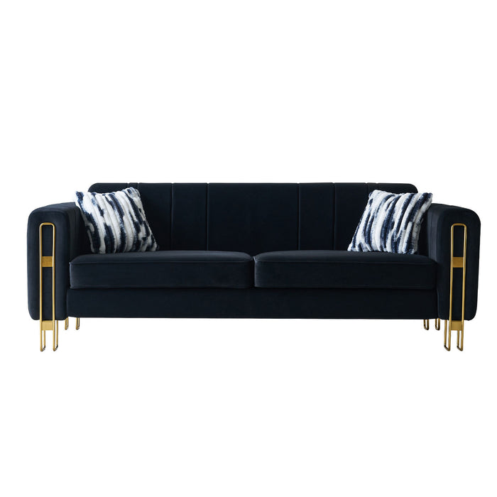 85" Black Modern Velvet Sofa for Living Room | lowrysfurniturestore