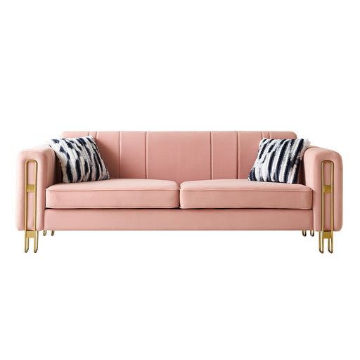 85" Blush Pink Modern Velvet Sofa for Living Room lowrysfurniturestore